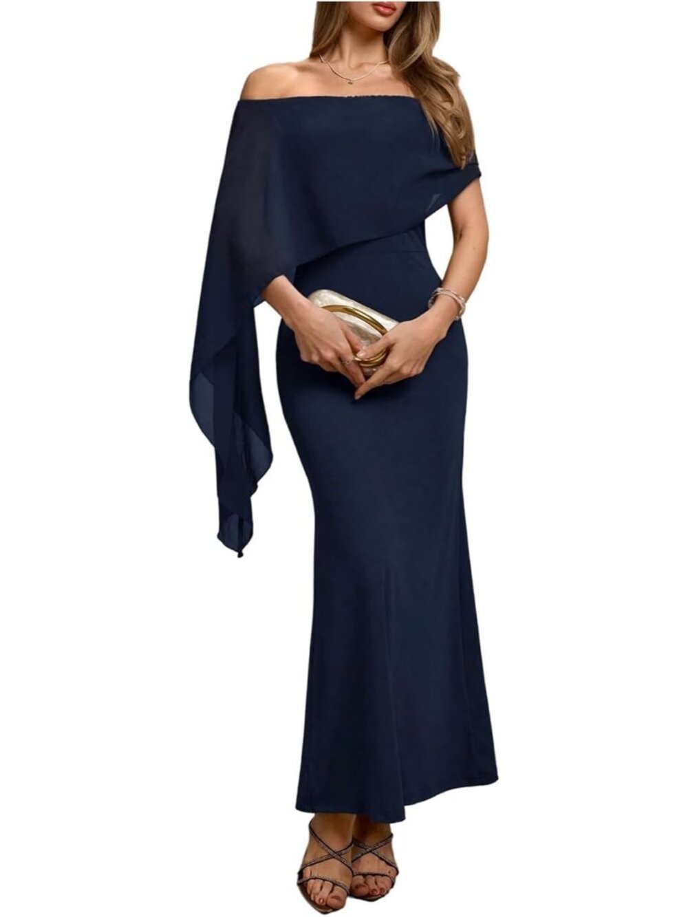 Women's Black Off Shoulder Formal Elgant Night Out Fall Wedding Guest Dresses
